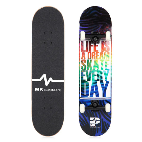 Skateboard Supplier 31*8 Inch 7 Ply Full Canadian Maple Complete Double Kick Skateboard